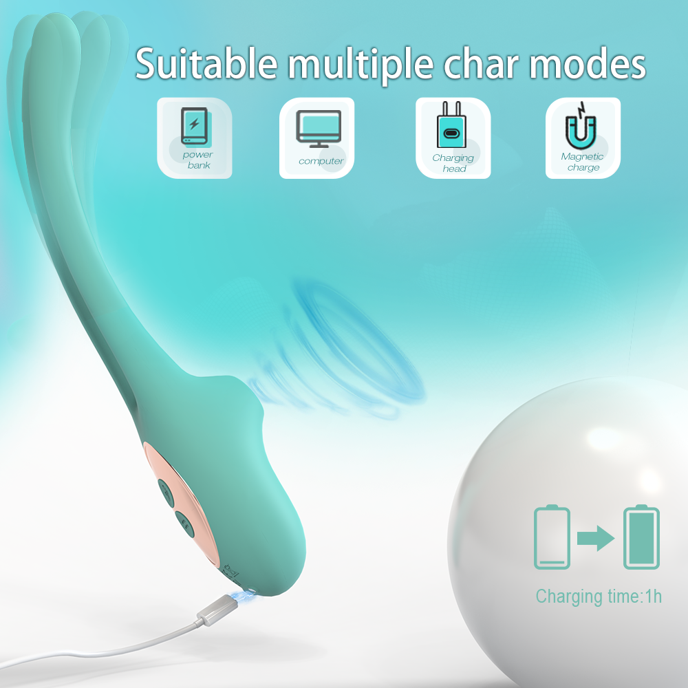 Rabbit Ear Dual Motor Vibrator  Teal - Image 6