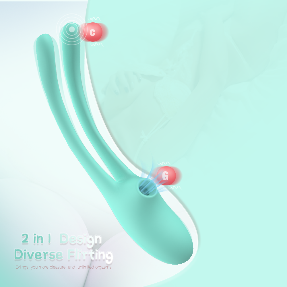 Rabbit Ear Dual Motor Vibrator  Teal - Image 7