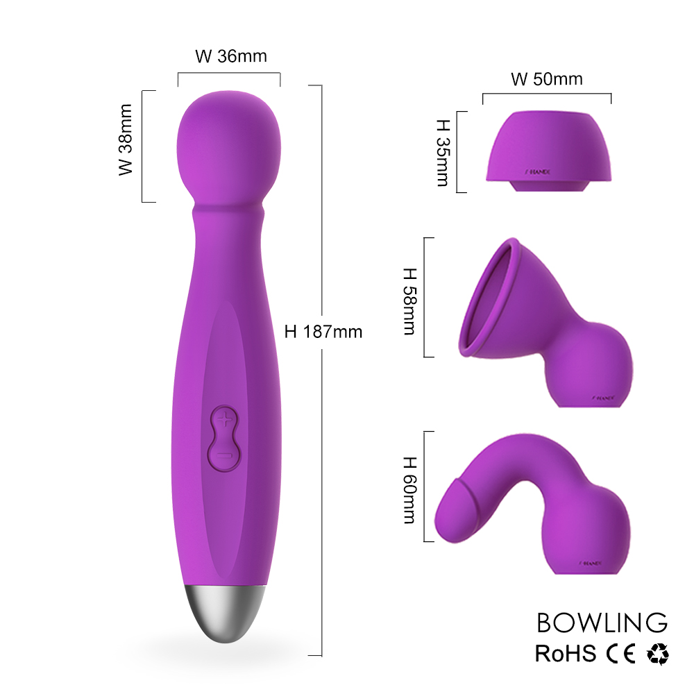 BOWLING Multifunctional Massager with Interchangeable Heads - Purple - Image 5