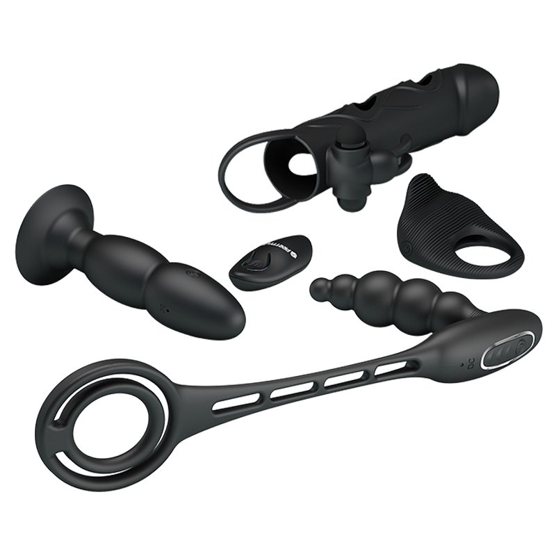 Black Temptation Universal Anal Plug 4-Piece Set Some products are battery-powered. - Image 4