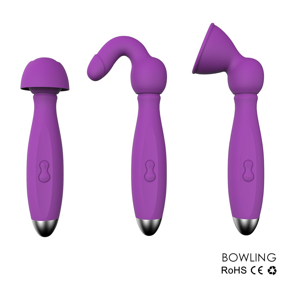 BOWLING Multifunctional Massager with Interchangeable Heads - Purple - Image 3