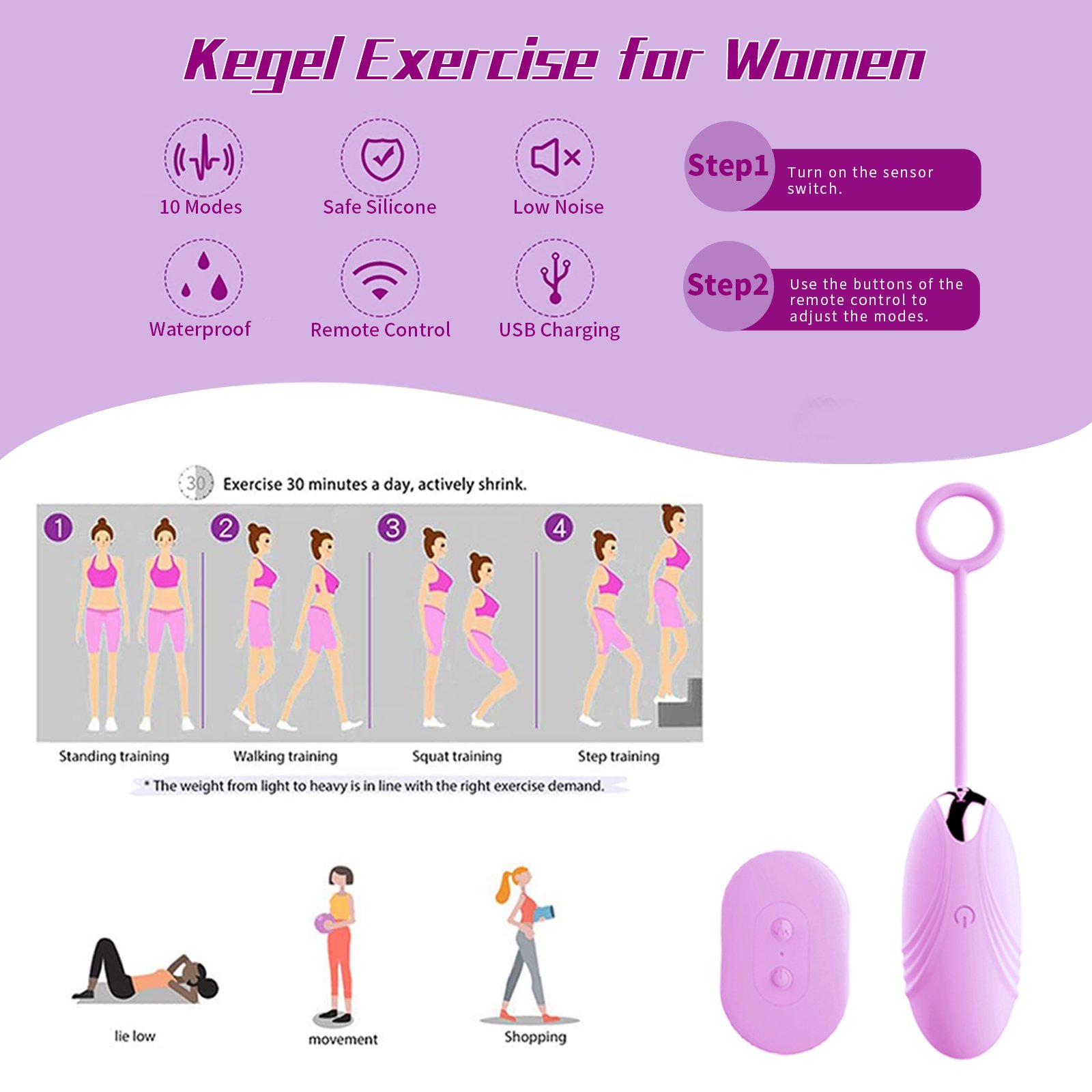 Wireless Remote Control Vibrator Purple - Image 3