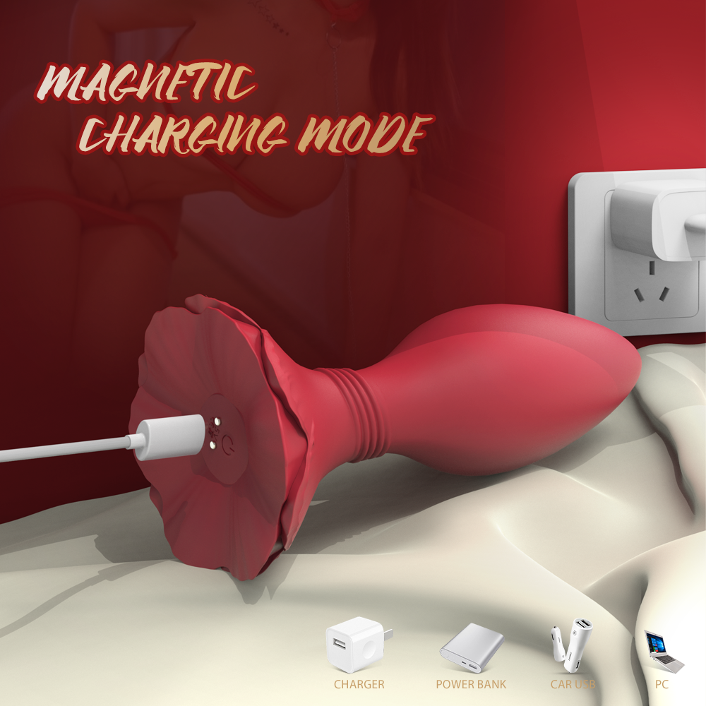 Morning Glory Vibrating Butt Plug Red - Image 4